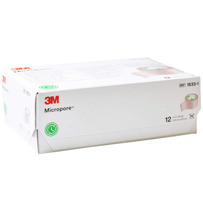 3M Micropore beige 1,25cm x 9,1m, 12 piezas